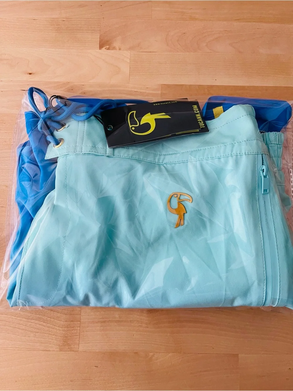 Tucann Swim Trunks Mens Large Faded Ocean Blue Lined Board Shorts 5